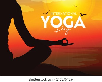 International yoga day web banner illustration