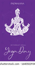 International Yoga Day web banner vector design yoga pose