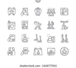 International Yoga Day Well-crafted Pixel Perfect Vector Thin Line Icons 30 2x Grid for Web Graphics and Apps. Simple Minimal Pictogram