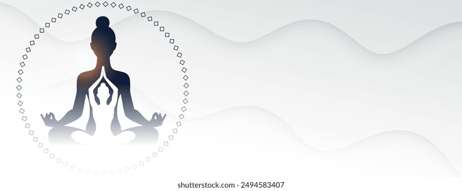 international yoga day woman in asana banner with text space vector 