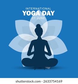 International Yoga Day. Woman in yoga body posture on background