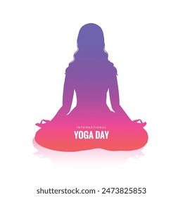 International yoga day of woman doing yoga pose on celebration background