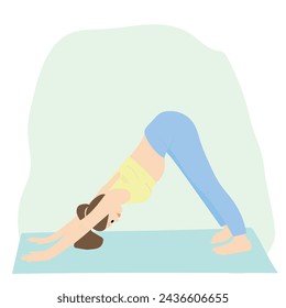 international yoga day, yogi girl, vector illustration, poster, relax girl doing sports, cartoon woman