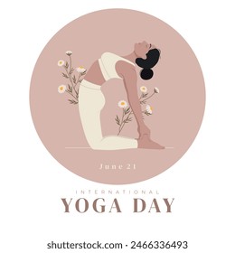 International Yoga Day. Young woman doing yoga for Yoga Day Celebration.