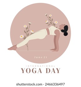 International Yoga Day. Young woman doing yoga for Yoga Day Celebration.