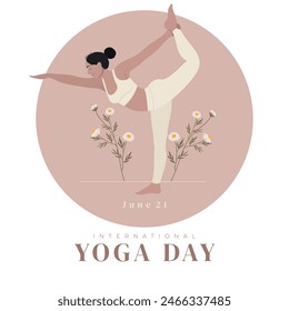 International Yoga Day. Young woman woman doing yoga for Yoga Day Celebration.