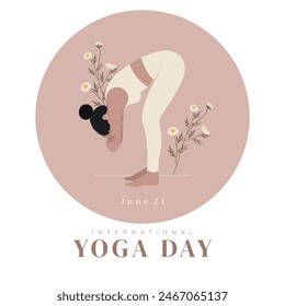 International Yoga Day. Young woman woman doing yoga for Yoga Day Celebration.