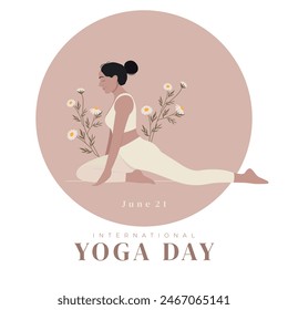 International Yoga Day. Young woman woman doing yoga for Yoga Day Celebration.