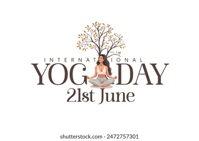 Día Internacional del Yoga. Mujer joven haciendo yoga para el Día Internacional del Yoga en la celebración del 21 de junio 