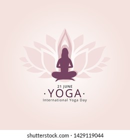 International Yoga Day-21 June vector illustration. Yoga body posture, human silhouette for Yoga Day greeting card