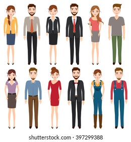 International young people character and couples collection. Vector character.