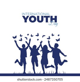 International Youth Day. 12 August. Holiday concept. Template for background with banner, poster and card. Vector illustration. Flat design.