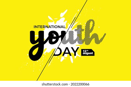 International Youth day 12th August creative Typography for shirt, apparel, banner, poster