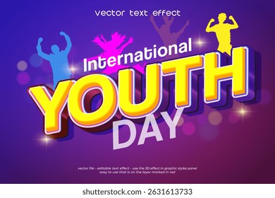 International Youth Day with 3D text effect