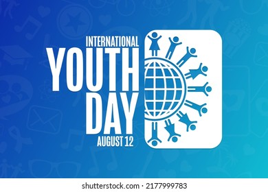 International Youth Day. August 12. Holiday concept. Template for background, banner, card, poster with text inscription. Vector EPS10 illustration