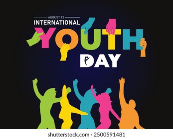 International Youth Day. August 12. Holiday concept. Template for background, banner, card, poster with text inscription. Vector EPS10 illustration.