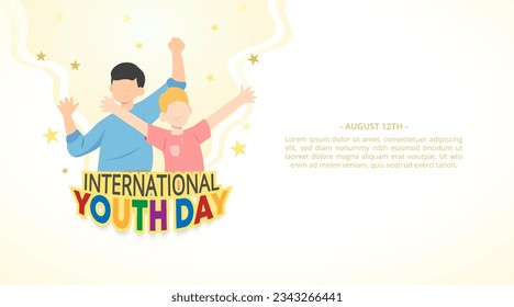 International Youth Day background with happy youth people