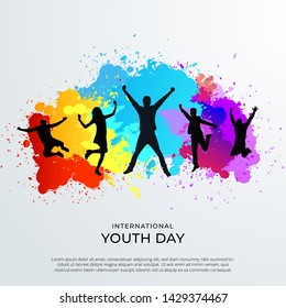 International youth day background with Splash watercolor paint .Vector Illustration