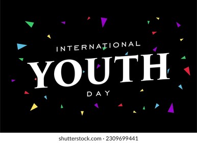 international youth day background template, holiday concept, card with colorful crowd