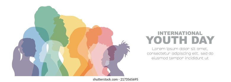 International Youth Day banner. Card with place for text. - Shutterstock ID 2173565695