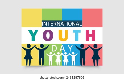 International youth day banner design, youth day social media poster and banner, Vector illustration of a stylish colorful text for International Youth Day.