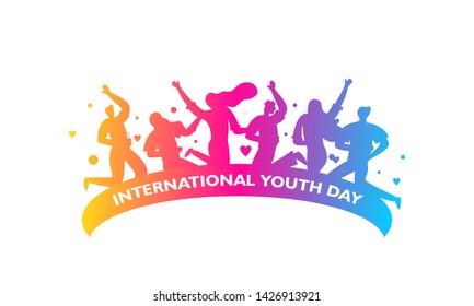 International youth day. banner and poster template. Campaign vector illustration with colorful