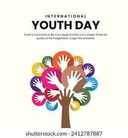 International Youth Day, banner, poster, social media post, vector illustration, awareness, observance, August 12th, brochure, flyer, stop racism, humanity, equality, diversity, inclusion