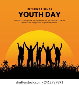 International Youth Day, banner, poster, social media post, vector illustration, awareness, observance, August 12th, brochure, flyer, stop racism, humanity, equality, diversity, inclusion