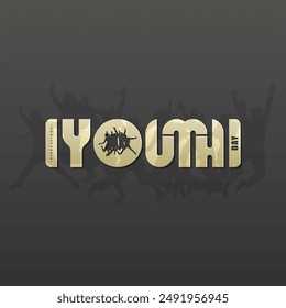 International youth day celebration, 12 August, suitable for greeting cards, banners etc
