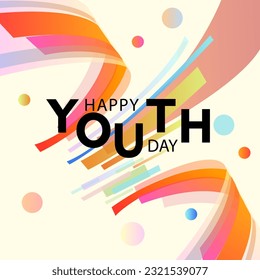 International Youth Day Celebration, Friendly team, cooperation, friendship. Happy international youth day vector illustration.