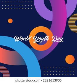 International Youth Day Celebration, Friendly team, cooperation, friendship. Happy international youth day vector illustration.