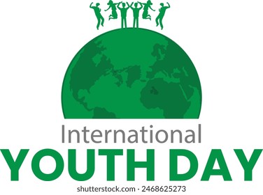 International Youth Day Celebration, Friendly team, cooperation, friendship. International Youth day vector illustration.	