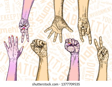 International Youth day design on annual 12 August celebration. Hand drawn sketch concept. Design of friendship day. Friends day. Vector. 
