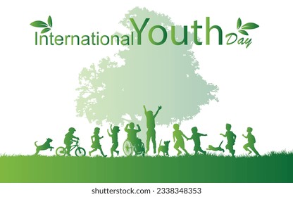 International Youth day friendship day everlasting green theme vector illustration