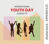 International Youth Day, fun, colorful, poster, illustration, background, celebration, people, community, banner, social, celebrate, august, day, international, event, world, society, youth, holiday