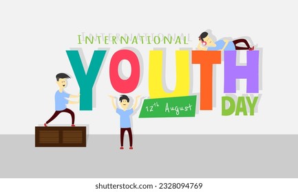 International Youth Day greetings with the men around the text