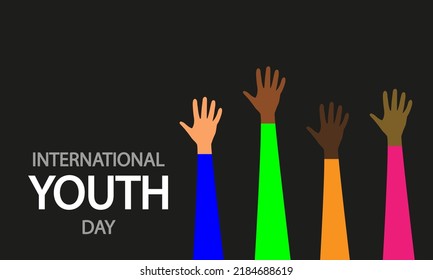 International youth day hands, vector art illustration.