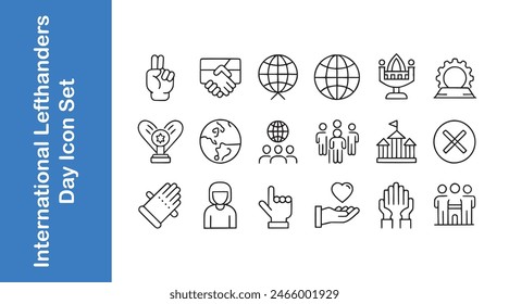 International youth day line icon set with vector collections.