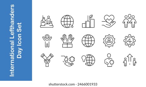 International youth day line icon set with vector collections.