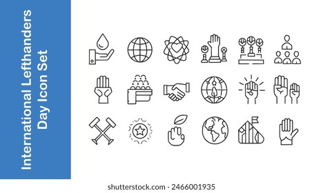 International youth day line icon set with vector collections.