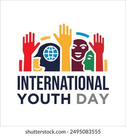 International Youth Day Logo, Full Color, Flat Design Style