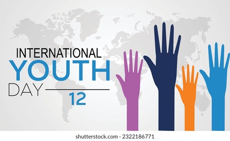 International youth day is observed every year in August 12. banner, Holiday, poster, card and background design.