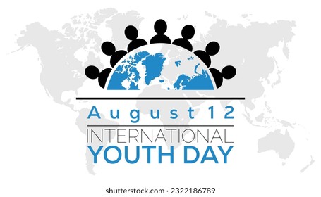 International youth day is observed every year in August 12. banner, Holiday, poster, card and background design.