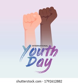 International youth day on August 12,  Hands vector illustration.