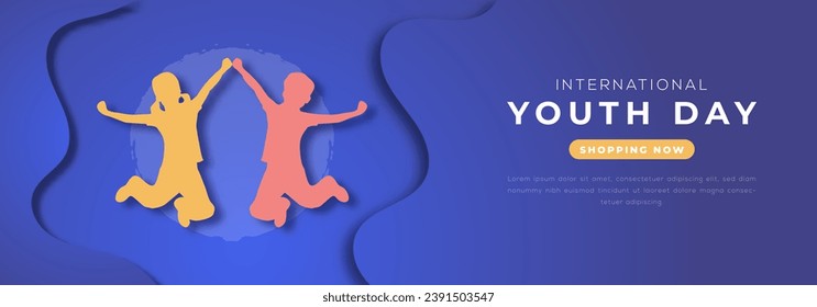 International Youth Day Paper cut style Vector Design Illustration for Background, Poster, Banner, Advertising, Greeting Card