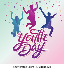 International Youth Day poster, banner, greeting card vector illustration