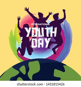 International Youth Day poster, banner, greeting card vector illustration