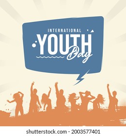 International Youth Day Poster Campaign. Good For Greeting Card, Background, Wallpaper, Print, Tshirt, Flyer