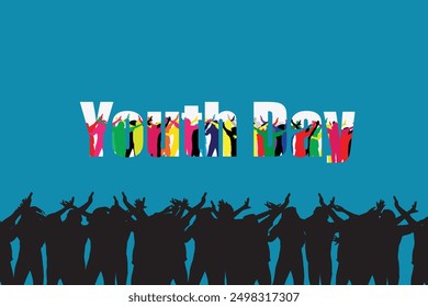 International Youth day poster campaign. Colorful of youth teenager for Happy Youth Day concept. August 12th, brochure, flyer, stop racism, humanity, equality, diversity.