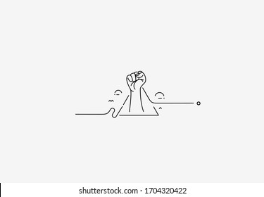 International Youth day Poster,  Line art vector illustration.
